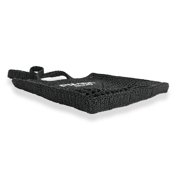 Prada Black & White Raffia Logo Tote - Picture 7 of 7